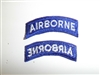 b0822 Korean war US Army Airborne tab white on blue C15A13