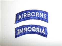 b0822 Korean war US Army Airborne tab white on blue C15A13
