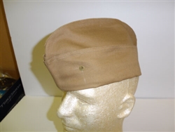 b8859-XL USMC WW2 Overseas Cover Cap Hat Khaki  EGA grommet hole Marine XL 62/64