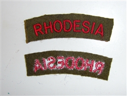 b9529 WW 2 Rhodesia Army tab red on OD wool Common Wealth British C10A18
