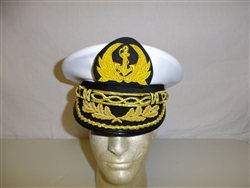 b9566-63/4 Vietnam RVN Navy Admiral Visor Hat White Size 6 3/4 R23E