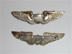 b9742 WW2 US Army Air Force USAAF Pilot Wing English Silver metal pin back B1D