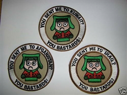 a0222-3 You sent me to (1each) Iraq Afghanistan Kuwait set of 3 patches