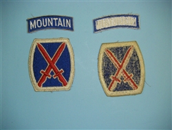 b1084 US Army 10th Mountain patch original & reproduction tab WW2