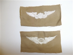 b1389 WW 2 US Army Air Force cloth Pilot's Wings khaki hand embroidered C16A3
