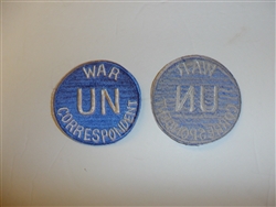 c0306  Korean War UN War Correspondent Shoulder patch United Nations R10E