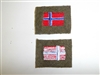 b5287 WW 2 Norway Army Arm Shield Norwegian Flag on OD Green C10A9