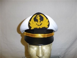 E0574-634 Vietnam RVN Navy Junior Officer Visor Hat White Size 6 3/4 W14A