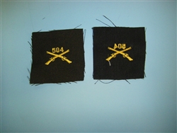 b00961-504 WWII US Army Officers Infantry Crossed Rifles cloth 504th elastique A10A17