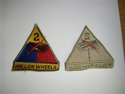 b0598-HOW WWII US Army 2nd Armored Division patch Hell on Wheels with tab PC4