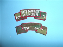 b2216 RVN Vietnam Army Vietnamese Ranger tab on camo 40th TM hnd emb skny IR10E