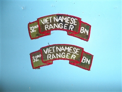 b2221 RVN Vietnam Army Vietnamese Ranger tab on camo 32nd BN hnd emb skny IR10E