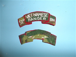 b2226 RVN Vietnam Army Vietnamese Ranger tab on camo 51st BN hnd emb skny IR10E