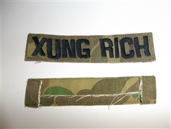 E4314 RVN Vietnam Army Name Tape Xung Rich Strike Force Camo Duck Hunter IR8B