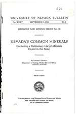 Nevada's common minerals (including a preliminary list of minerals found in the state) PHOTOCOPY