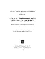 Geology and mineral deposits of Lincoln County, Nevada TEXT AND GEOLOGIC MAP