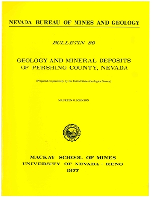 Geology and mineral deposits of Pershing County, Nevada PAPER COPY