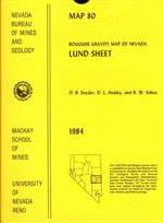 Bouguer gravity map of Nevada: Lund sheet