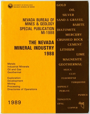 The Nevada mineral industry 1988 TAPE-BOUND BOOKLET