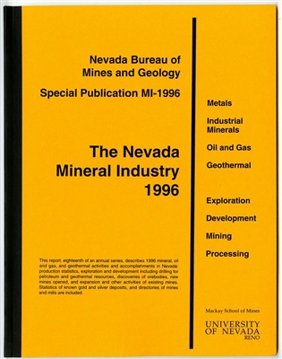 The Nevada mineral industry 1996 TAPE-BOUND BOOKLET