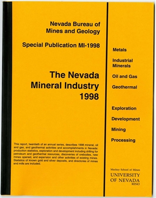 The Nevada mineral industry 1998 TAPE-BOUND BOOKLET