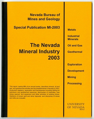The Nevada mineral industry 2003 TAPE-BOUND BOOKLET