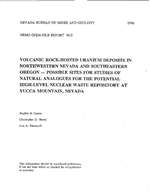 Volcanic rock-hosted uranium deposits in northwestern Nevada and southeastern Oregon--Possible sites for studies of natural analogues for the potential high-level nuclear waste repository at Yucca Mountain, Nevada