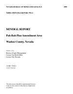 Mineral report, Pah Rah Plan Amendment Area, Washoe County, Nevada