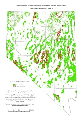 Nevada pinyon/juniper areas (Plate 13 from Open-File Report 06-12: Potential resources associated with proposed roadless areas in Nevada, second edition) PLATE 13 AND TEXT