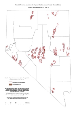 Proposed roadless areas outside of the potential resource areas shown on plate 14 (Plate 17 from Open-File Report 06-12: Potential resources associated with proposed roadless areas in Nevada, second edition) PLATE 17 AND TEXT