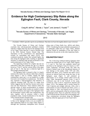Evidence for high contemporary slip rates along the Eglington fault, Clark County, Nevada