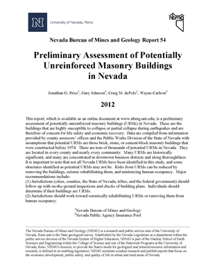 Preliminary assessment of potentially unreinforced masonry buildings in Nevada