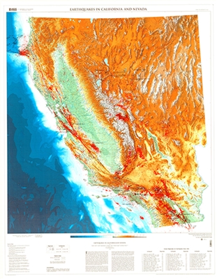 Earthquakes in California and Nevada (USGS map)