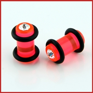 Ear Plugs Gauge gem red Acrylic Body Jewelry rings 0g 2g AP-49