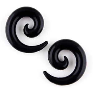 Black spiral flexible silicone stretcher ear plugs gauges expander body jewelry 00G 0G 1/2" 2G 4G 6G 8G AP-90-N