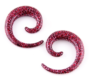 Leopard design cheetah print skin dots spiral stretcher extender ear gauges plugs acrylic body jewelry 00G 0G 1/2" 2G 4G 6G 8G AP-93-N