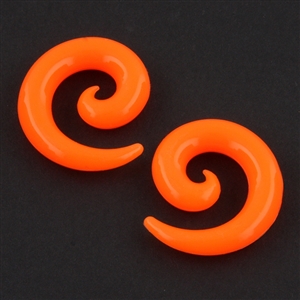 Orange spiral flexible silicone stretcher ear plugs gauges expander body jewelry 00G 0G 1/2" 2G 4G 6G 8G AP-97-N