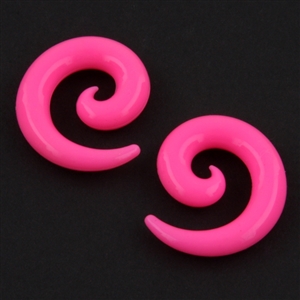 Pink spiral flexible silicone stretcher ear plugs gauges expander body jewelry 00G 0G 1/2" 2G 4G 6G 8G AP-99-N