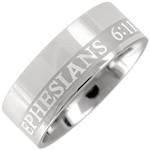 316L Stainless Steel Christian Bible Verse Ring - Ephesians 6:11 - Armor of God