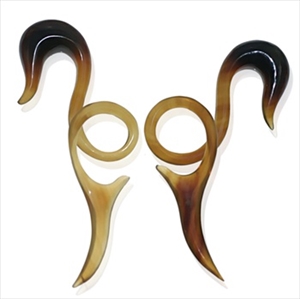 Horn Twisted Ear Hook Plugs Gauges sizes 10g, 8G, 6G, 4G, 2G, 0G, 00G, 7/16", 1/2"