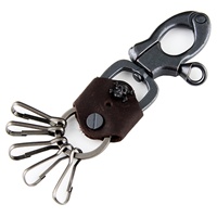 Genuine Leather Key Chain - Skull - Brown