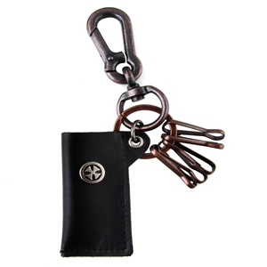 Genuine Leather  Pouch Key Chain - Gladiator Cross - Dark Brown