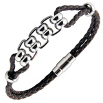 Leather, Fashion, Stainless Steel Bracelet