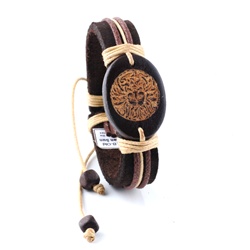 Trendy Celeb Genuine Leather Bracelet - Old Man Sun (One Size Fits All).