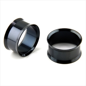 Double Flare flesh ear plug tunnel gauges 316L Steel Anodized Black Body Jewelry