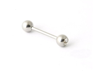 Steel Tongue Ring with Clear Gem TR-25