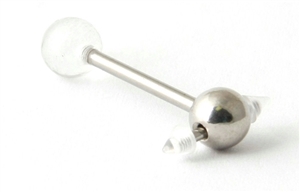 Steel Tongue Ring with Acrylic Spike TR-29