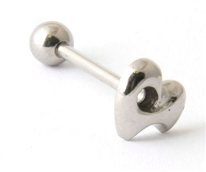 Steel Tongue Ring with Heart Shape TR-32