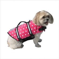Paws Aboard Pink Polka Dot Neoprene Life Jacket  Medium