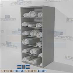 Steel shelving designed for architectural Blueprint storage